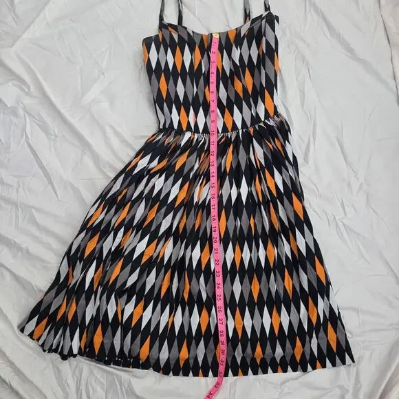 PINUP COUTURE PUG Jenny Halloween Harlequin Dress Large Black Orange Vintage - Picture 7 of 11